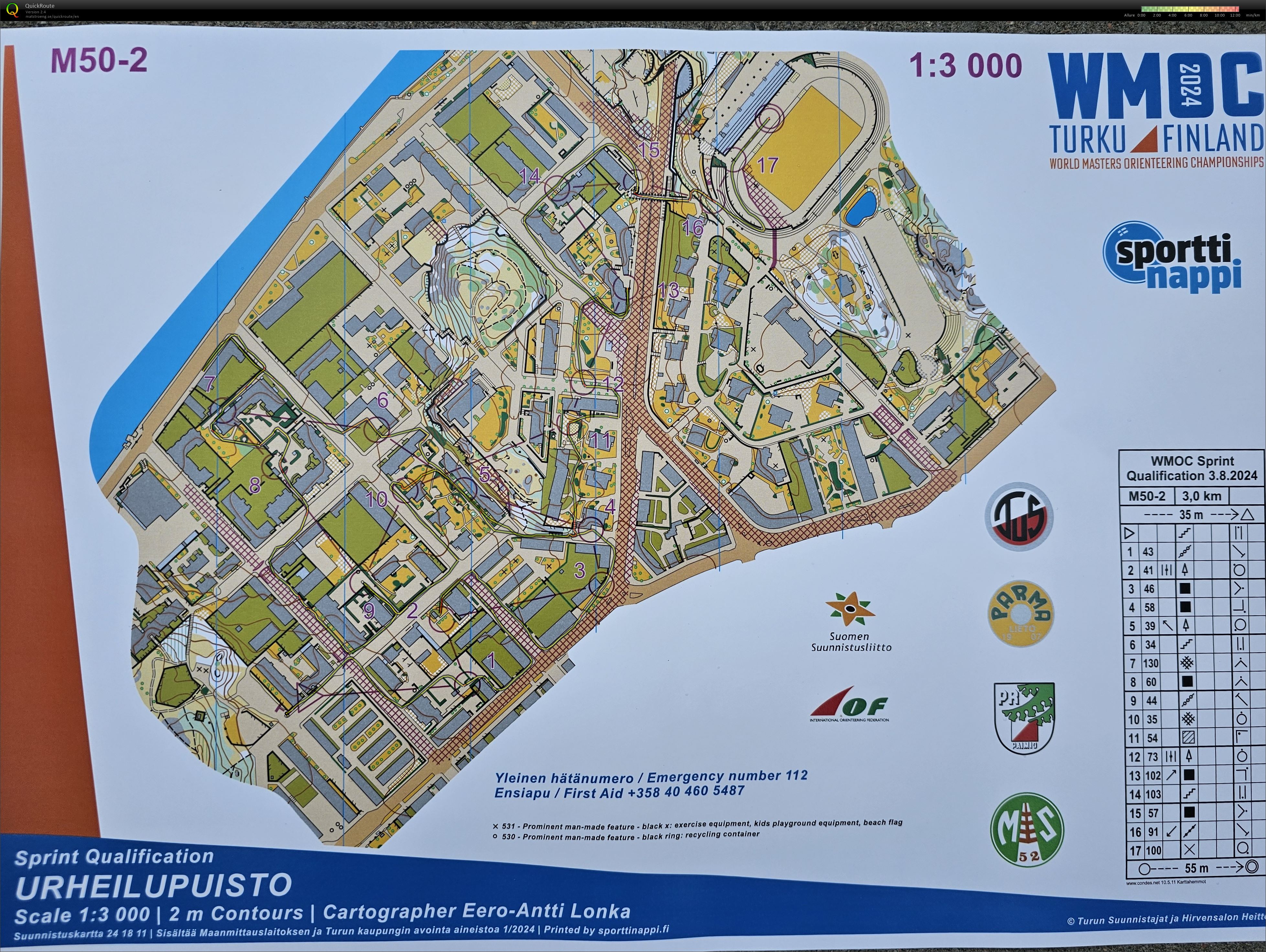 World Masters Orienteering Championships - M50 - Sprint Qualification (03-08-2024)