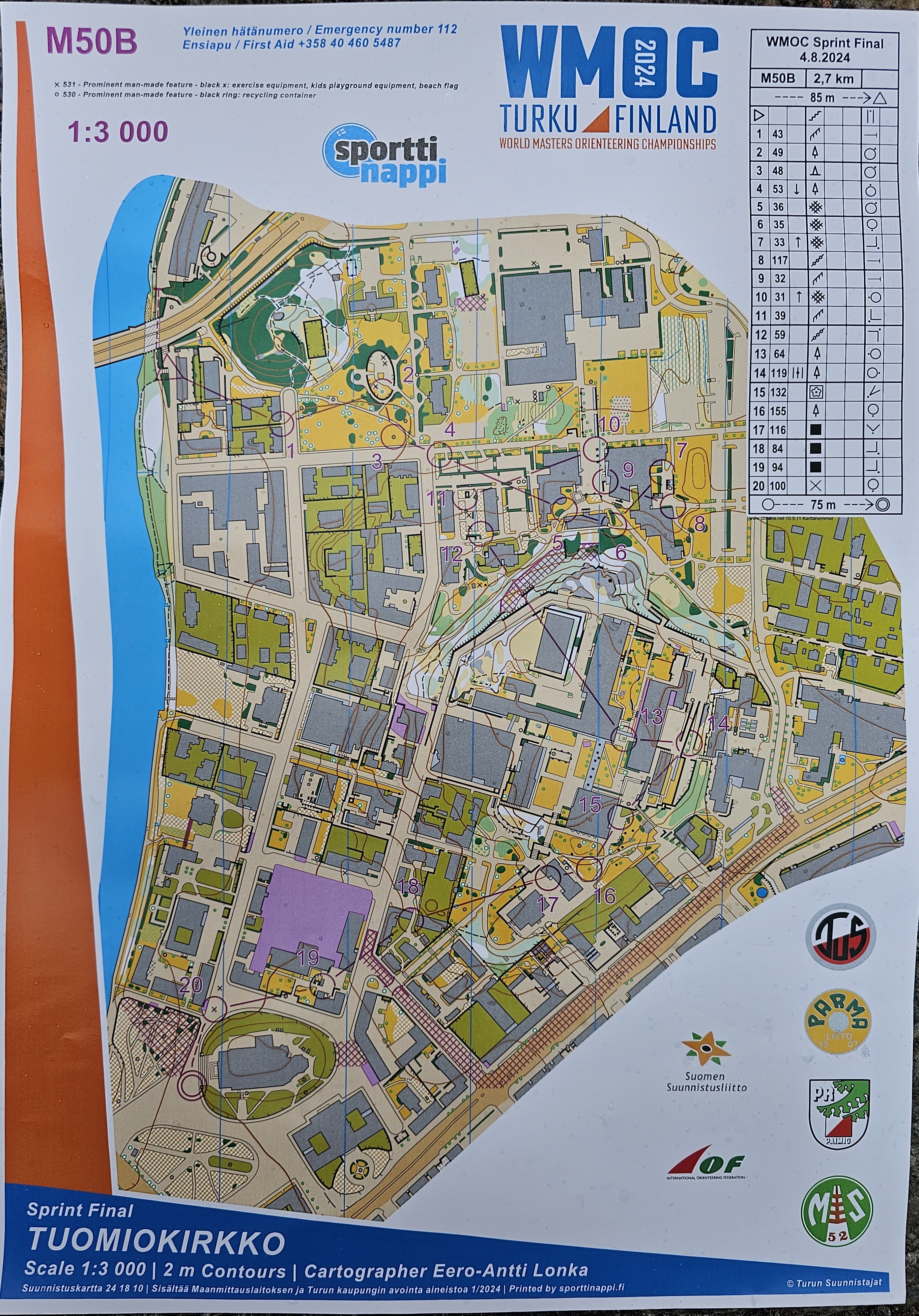 World Masters Orienteering Championships - M50 - Sprint Final B (04.08.2024)