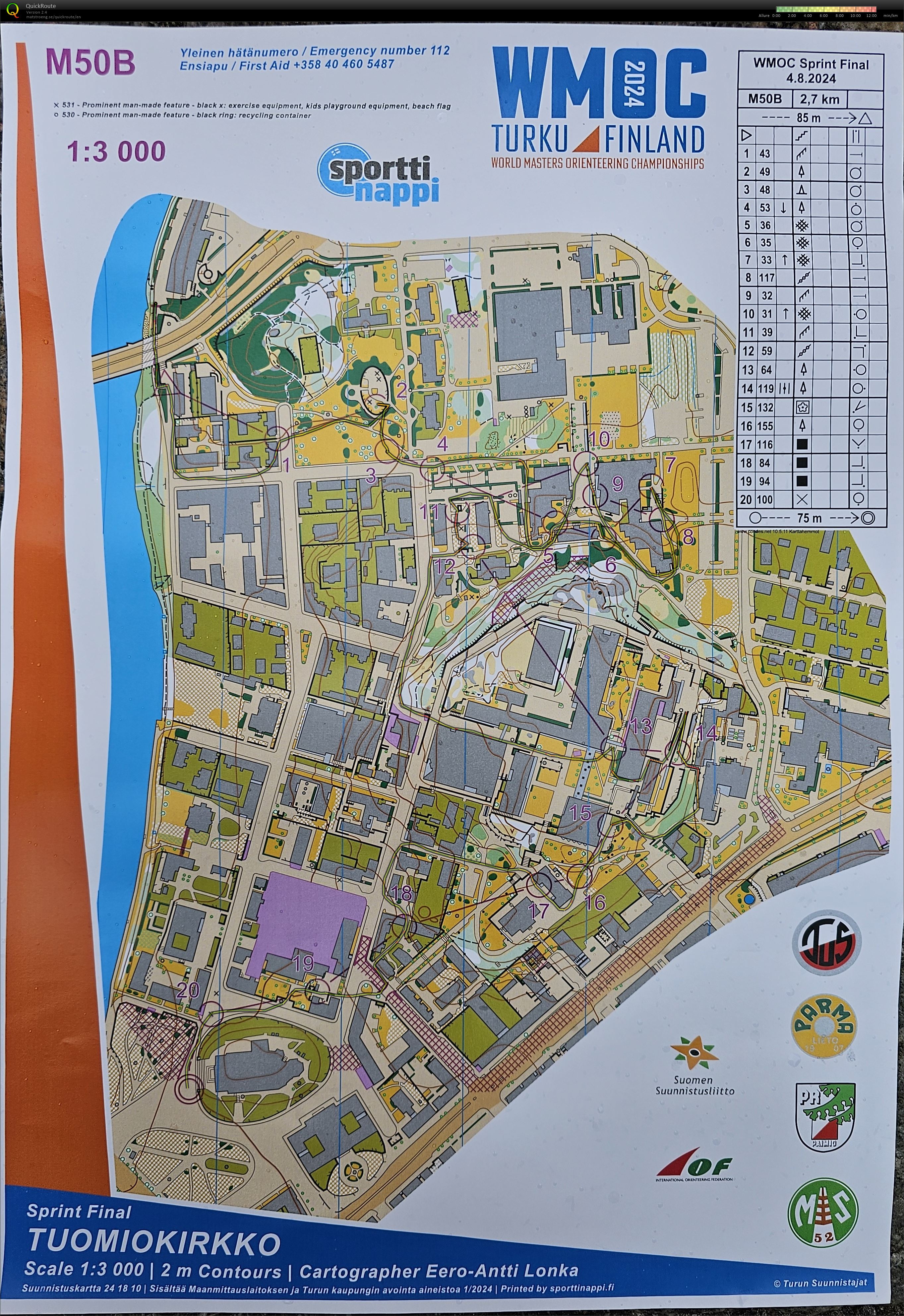 World Masters Orienteering Championships - M50 - Sprint Final B (2024-08-04)