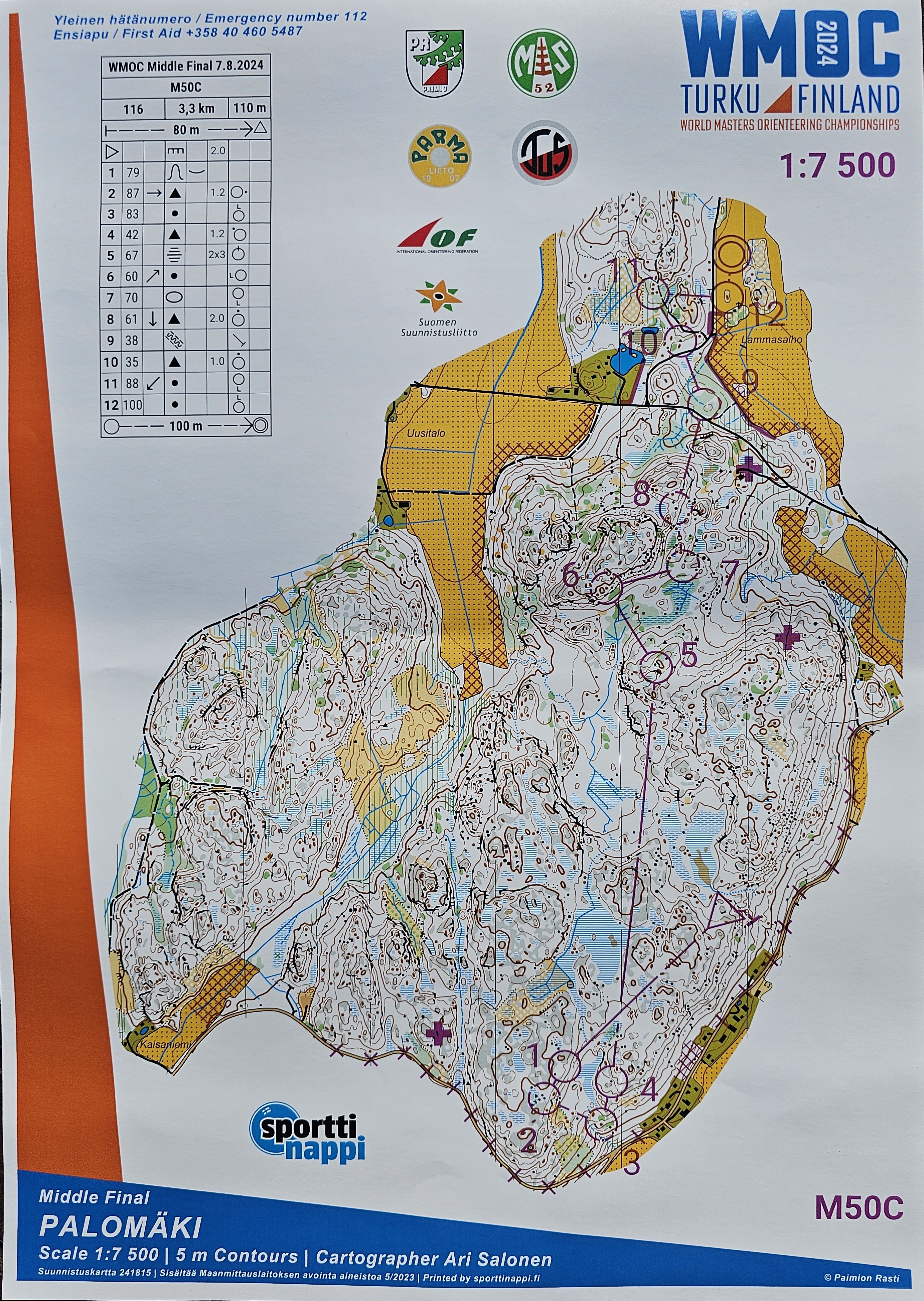 World Masters Orienteering Championships - M50 - Middle Final C (07-08-2024)