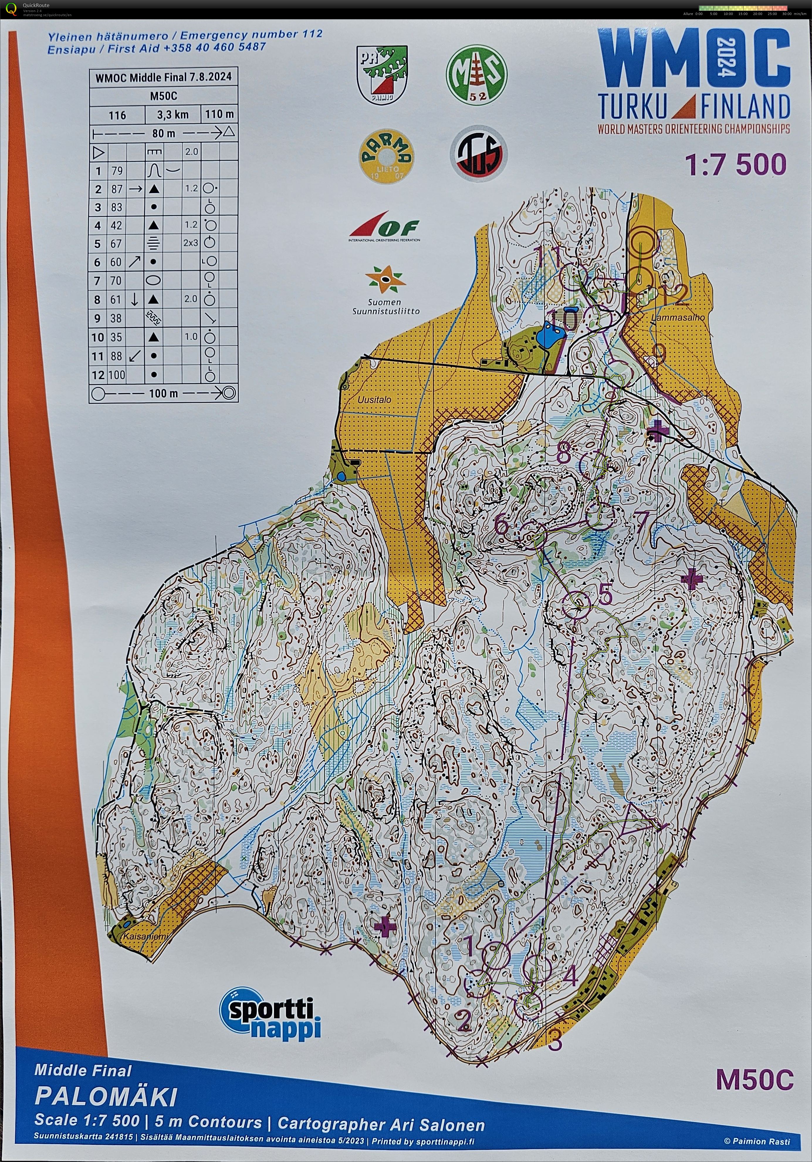 World Masters Orienteering Championships - M50 - Middle Final C (07-08-2024)